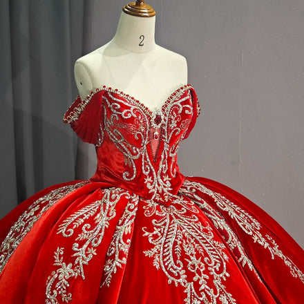 Jancember 6755 Vintage Red Lace Fabric Quinceanera Dresses Manufacturers