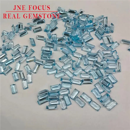 Sky Blue Topaz Ring Gem Cut Rectangular Right Angle Stone Inlaid Rings Pendants Stud Earrings Assistant Stone 6 X8mm5x7