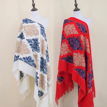 Heavy Winter Shawl Ethnic Scarf for Woman 2026 Floral Embroidery Shawl Kashmir Scarf With Tassel