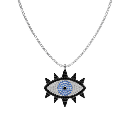 Dylam S925 Sterling Silver Lucky Black Blue Evil Eye Charm Necklace Cz Cubic Zirconia Wedding Necklaces for Women Jewelry Gift