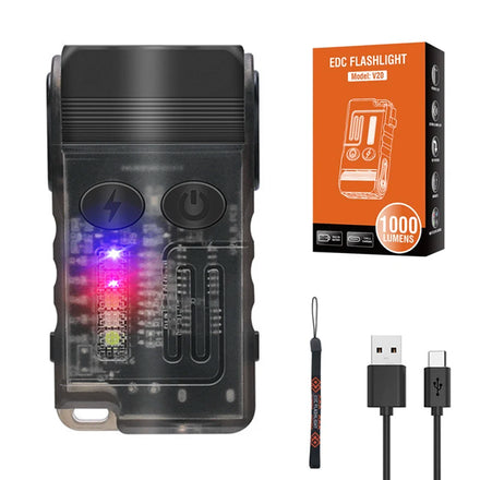 New EDC Compact 180 Degree Adjustment of Buzzer Anti Wolf Device USB Rechargeable UV LED Torches Work Light Tactical Flashlight