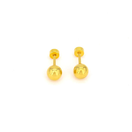 Fashion High Polished Stainless Steel Earring Gold Plated Metal Ball Screwback Earrings Minimalism Earring for Unisex