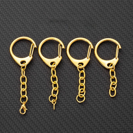 2025 New Design Gold D-Shaped Lobster Clamp Hook Zinc Alloy Round C Hook Metal Split Keychain Rings and Clips for Accessories