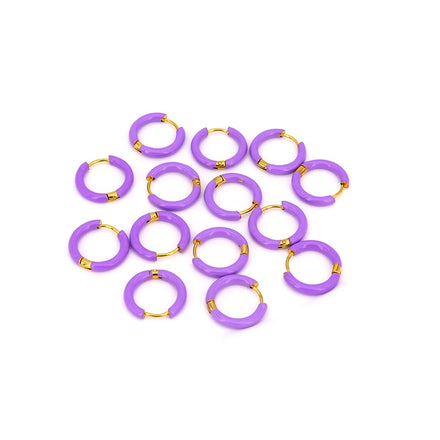 Summer Gold Plated Round Stainless Steel Earrings Color Round Huggies Stainless Steel Hoop Earring Color Earring for Unisex