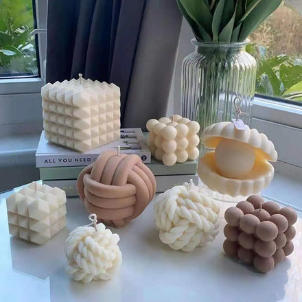 Cube Candle Mold 6 Pieces 3D Bubble Silicone Mold Suitable for Candle Making Cake Mold Suitable for Baking Chocolate Dessert