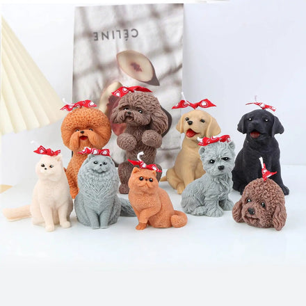 Grainrain 3D Candle Mold Dog Silicone Soap Mold Craft Soy Wax Epoxy Resin Mold Bichon Frise