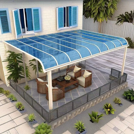 Maintenance-free Grey Anti-rust Aluminum Structure Covered Patio Canopy Rain Cover Polycarbonate Awning