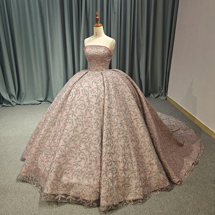 Jancember 6742 Luxury Strapless Pearls Sequins Quinceanera Party Women's Dresses