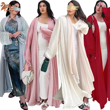 Abaya Women Muslim Dress Modest Robe Abaya Dubai Abaya Dress Ladies Solid Color Black Open Abaya Femmes Robe Musulmane