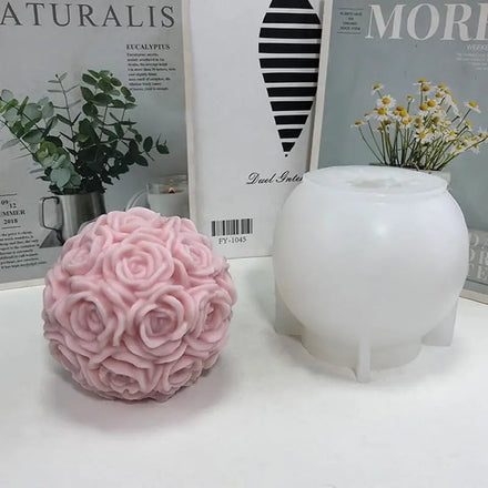 Valentine's Day 3D Large Rose Ball Candle Silicone Mold for Making Candles Resin Column Aromatherapy