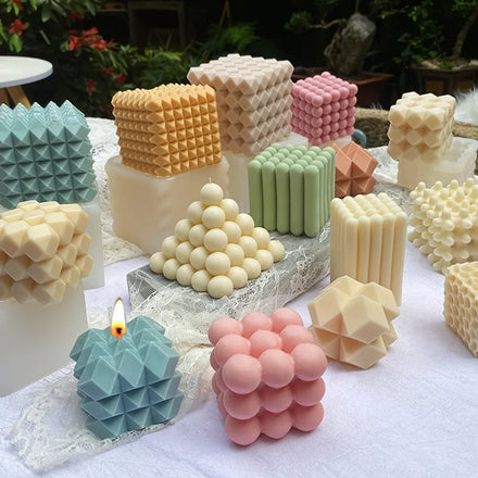 5*8 Bubble Cube Silicone Candle Mold Suitable for Candle Making Silicone Soap Fondant Chocolate Cake Polymer Clay