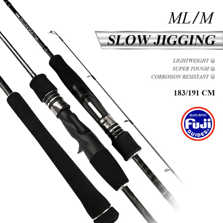 Angle Ml/M Fishing Rod 30T High Carbon Sea Fishing Spinning and Casting Rod Pole 1.5 Sections Fuji Slow Jigging Rod