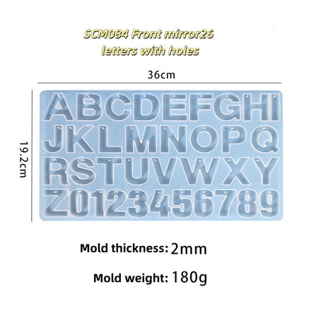 Front Mirror 26 Letters with Holes Silicone Mold Chocolate Letter Moldsuitable for Jewelry Pendant Keychain Making