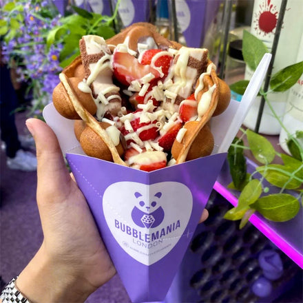 Wholesale Eco Friendly Bakery Packaging Bubble Egg Waffle Box Tray Takeaway Crepe Cake Chocolate Sushi Snack Paper Packaging Box