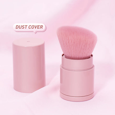 1pcs Pink Soft Bristles Portable Retractable Makeup Brush Powder Blush Brush Cosmetic Beauty Make up Tools With Lid
