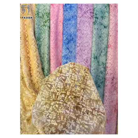 YX250 New Design 2024 92 Polyester 8 Spandex Stretch Mesh Jacquard Lace Digital Printing Lace Fabric