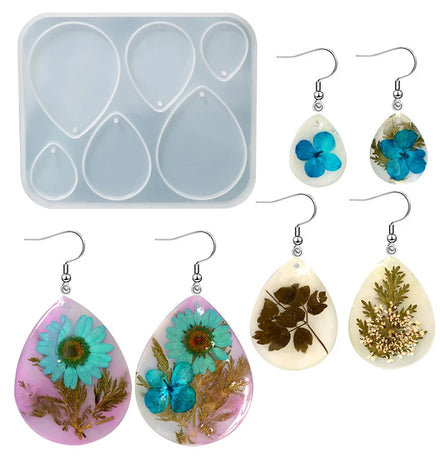 Silicone Oval Resin Molds Jewelry Crafting Set Earrings Silicone Molds for Epoxy Resin DIY Crafting Pendant Jewelry Making