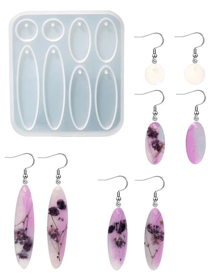 Oval Earrings Geometrical Clay Shaped Epoxy Silicone Casting Molds for Rings Jewelry Pendant Necklace Ornament Keychain