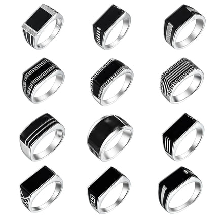 Best Selling Real 925 Sterling Silver Men Ring with Black Enamel Simple Silver Ring Men Jewelry Finger Ring for Men