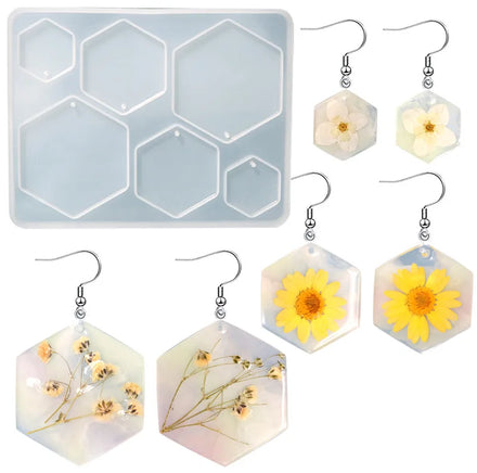 Six-sided Silicone Mold for Resin Pendant Epoxy Resin Mold Arch Shaped Jewelry Making Tool Women Dangle Earring Necklace