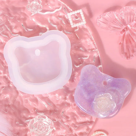 Bear Pendant Silicone Mold for DIY Wind Chimes Keychain Small Coaster Resin Casting Mold Jewelry Making Craft Home Decoration