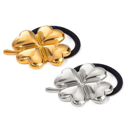 J&D Jewelry Wholesale Four Leaf Clover 18k PVD Gold and Sliver Plated Stainless Steel Hair Band for Women
