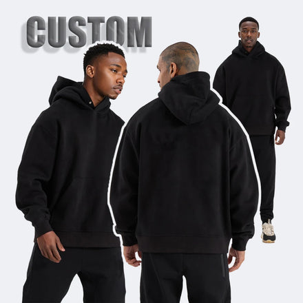 Wholesale 100% Cotton Men's Oversized Hoodie Heavyweight 500gsm Custom Logo Design Streetwear Hooded Collar