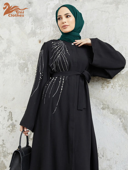 2024 New Abaya Dubai Premium Hijab Abaya Dubai Heavy Industry Beading and Rhinestone Long Skirt Modest Abaya Women Muslim Dress