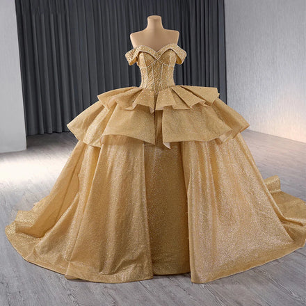 Jancember 241088 Glitter Golden Sweetheart Empire Ball Gown Evening Dresses