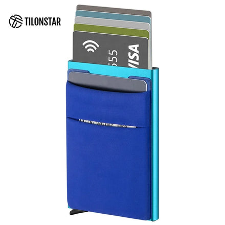 TILONSTAR TVC403 Factory Hot Sales Business Card Case Metal Aluminum Wallet RFID Blocking Pop up Credit Card Holder