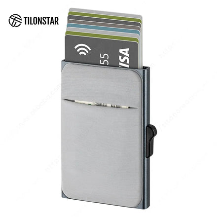 TILONSTAR TWM106c Premium Gift Textile Aluminium RFID Blocking Pop up Credit Card Holder for Men