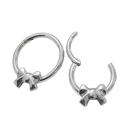 Fashion Titanium F136 Bow Earrings and Nose Ring Seamless Body Piercing Jewelry with Claw Setting for Weddings