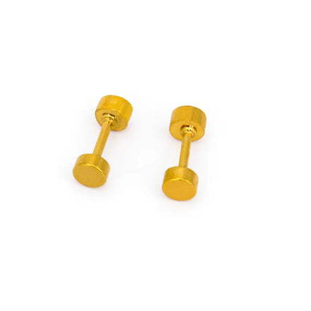 Waterproof 316L Stainless Steel Screwback Earring 18K Gold Plated Stainless Steel Earring Classical Round Jewelry for Kid Women