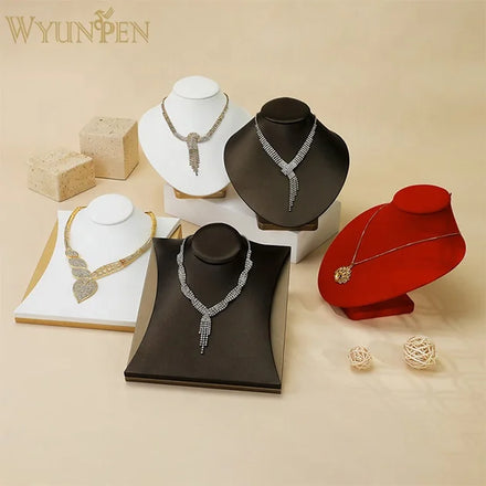 WYP Pu Leather Stackable Jewelry Tray Showcase Display Stackable Necklace Showcase Display Empty Plate
