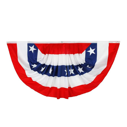 3x6 Ft American Pleated Fan Flag USA Patriotic Half Fan Bunting Eco-Friendly 220D Oxford Nylon/Polyester 4th July Memorial Day