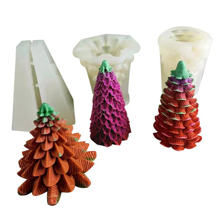 3D Small Rosette Christmas Tree Candle Molds for Aromatherapy Candles Homemade Soap Christmas Party Supplies Home Decorations