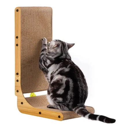 Kangdarpet Cats Play With Wear-Resistant Corrugated Paper L-Shaped Cat Scratch Board