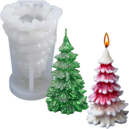 Conifer Christmas Tree Candle Mold Suitable for Candle Making Aromatherapy Wax Epoxy Casting Soap Christmas Party Decoration