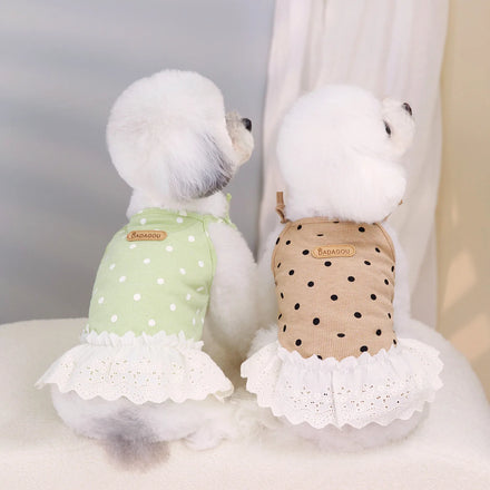 New Arrival Dog Princess Dress Polka Dot Pattern Adjustable Shoulder Strap Pet Clothes Lace Ruffle Harness Skirt