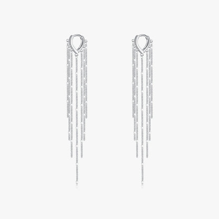 Long Tassel Drop Earrings Real 925 Sterling Silver Fashion Link Chain Dangle Earrings for Women Fine Jewelry Accessories