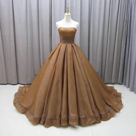 Jancember MZ0006 Boho Strapless Brown Empire Evening Party Gowns Dresses