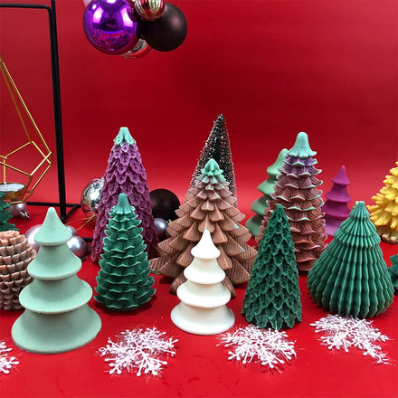 Customized Small Cone-striped Christmas Tree Shape Candle Mold for Candle Making Succulent Plaster Polymer Clay Decoration