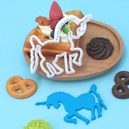 1 Piece Unicorn Shape Plastic Cookie Cutter and Plunger Stamp Set Embossing Biscuit Fondant Cheese for Baking