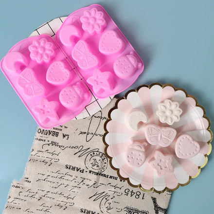 Dealglad 6 Cavity Insects Butterfly Moon Star Shaped 3D Silicone Cake Fondant Chocolate Ice Cube Soap Decorating Baking Mold