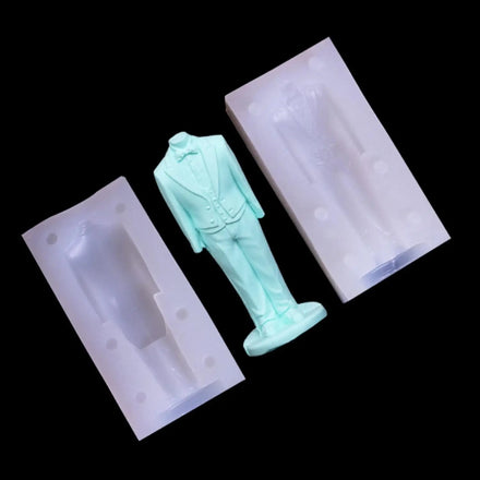 Transparent Three-Dimensional 3D Mens Suit Modeling Silicone Mold for Hand Fondant Soft Pottery Clay Drop Glue Plaster Ornament