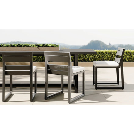 FERLY Modern Design All-Weather Aluminum Outdoor Garden Furniture Luxury Patio Dining Table Chair Set for Park Use
