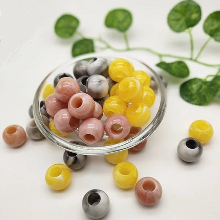 12mm Large Hole Double Color Round Beads Acrylic Material Color Spot Plastic Beads Clothing Accessories