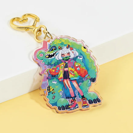 Customized-Cartoon-Acrylic-Amulet-Keychain-Rainbow-Holographic