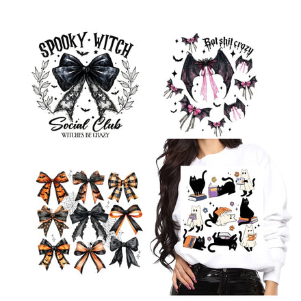 Wholesale Transfers Custom for T Shirts Transfers Custom for Shirts Ready Ghosts and Bows Screen Print Transfer Design