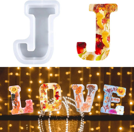Factory OEM J Capital Letter Epoxy Resin Silicone Letter Mold Suitable for Making Letters Word logo Art Making Cakes Home Decor